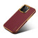 iPhone 12 Pro Denior Cowhide Leather Plating Phone Case - Red