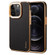 iPhone 12 Pro Denior Cowhide Leather Plating Phone Case - Black