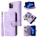 iPhone 12 Pro Multifunctional Card Slot Zipper Wallet Flip Leather Phone Case - Purple