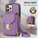 iPhone 12 / 12 Pro Zipper Hardware Card Wallet Phone Case - Purple