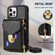 iPhone 12 / 12 Pro Zipper Hardware Card Wallet Phone Case - Black