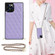 iPhone 12 / 12 Pro Elegant Rhombic Pattern Microfiber Leather +TPU Shockproof Case with Crossbody Strap Chain - Purple