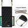 iPhone 12 / 12 Pro Elegant Rhombic Pattern Microfiber Leather +TPU Shockproof Case with Crossbody Strap Chain - Black