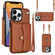 iPhone 12 Pro RFID Card Slot Phone Case with Long Lanyard - Brown