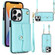 iPhone 12 Pro RFID Card Slot Phone Case with Long Lanyard - Mint Green
