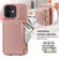 iPhone 12 / 12 Pro Crossbody Lanyard Zipper Wallet Leather Phone Case - Rose Gold