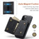 iPhone 12 / 12 Pro DG.MING M1 Series 3-Fold Multi Card Wallet + Magnetic Back Cover Shockproof Case with Holder Function - Black