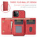 iPhone 12 / 12 Pro DG.MING M1 Series 3-Fold Multi Card Wallet + Magnetic Back Cover Shockproof Case with Holder Function - Red