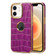 iPhone 12 / 12 Pro Denior Crocodile Texture Genuine Leather Electroplating Phone Case - Purple