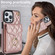 iPhone 12 / 12 Pro Rhombic Texture Card Bag Phone Case with Long Lanyard - Rose Gold