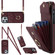 iPhone 12 / 12 Pro Rhombic Texture Card Bag Phone Case with Long Lanyard - Wine Red