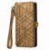 iPhone 12 / 12 Pro Geometric Zipper Wallet Side Buckle Leather Phone Case - Brown