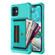 iPhone 12 ZM06 Card Bag TPU + Leather Phone Case - Cyan