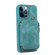 iPhone 12 Pro Zipper Card Bag Back Cover Phone Case - Turquoise