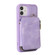 iPhone 12 Zipper Card Bag Back Cover Phone Case - Purple