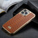 iPhone 12 / 12 Pro Fierre Shann Python Texture Electroplating PU Phone Case - Brown