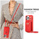 iPhone 12 Vertical Card Bag Ring Holder Phone Case with Dual Lanyard - Red