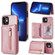iPhone 12 Zipper Card Holder Phone Case - Rose Gold