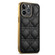 iPhone 12 Suteni Electroplated Rattan Grid Leather Soft TPU Phone Case - Black