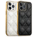 iPhone 12 Suteni Electroplated Rattan Grid Leather Soft TPU Phone Case - White