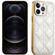 iPhone 12 Pro Suteni Electroplated Rattan Grid Leather Soft TPU Phone Case - White
