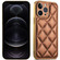 iPhone 12 Pro Suteni Electroplated Big Diamond Grid Leather Soft TPU Phone Case - Brown