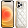 iPhone 12 Suteni Electroplated Big Diamond Grid Leather Soft TPU Phone Case - White