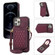 iPhone 12 / 12 Pro Rhombic Texture RFID Phone Case with Lanyard & Mirror - Wine Red