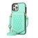 iPhone 12 / 12 Pro Rhombic Texture RFID Phone Case with Lanyard & Mirror - Mint Green