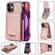 iPhone 12 N.BEKUS Vertical Flip Card Slot RFID Phone Case - Rose Gold