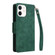 iPhone 12 Rivet Buckle 9 Cards Three Fold Leather Phone Case - Green