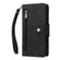 iPhone 12 Rivet Buckle 9 Cards Three Fold Leather Phone Case - Black