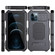 iPhone 12 / 12 Pro Aluminum Alloy + Silicone Anti-dust Full Body Protection with Holder - Black