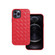 iPhone 12 / 12 Pro Woven Texture Sheepskin Leather Back Cover Full-wrapped Shockproof Case - Red