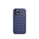 iPhone 12 / 12 Pro Woven Texture Sheepskin Leather Back Cover Full-wrapped Shockproof Case - Blue