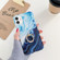 iPhone 12 mini Ocean Wave Coral IMD TPU Smooth Marble Mobile Phone Protective Case with Ring Metal Rhinestone Holder - Black SZ2
