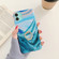 iPhone 12 mini Ocean Wave Coral IMD TPU Smooth Marble Mobile Phone Protective Case with Ring Metal Rhinestone Holder - Green SZ1