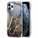 iPhone 12 mini Four Corners Anti-Shattering Flow Gold Marble IMD Phone Back Cover Case - Black LD1