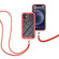 iPhone 12 mini Starry Sky Solid Color Series Shockproof PC + TPU Protective Case with Neck Strap  - Red