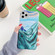 iPhone 12 mini Ocean Wave Coral IMD Smooth Marbled Mobile Phone Case with Folding Holder - Green SA1