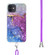 iPhone 12 mini 2.0mm Airbag Shockproof TPU Phone Case with Lanyard  - Blue Purple Marble