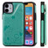 iPhone 12 mini Cat Bee Embossing Pattern Shockproof Protective Case with Card Slots & Photo Frame   - Green