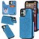 iPhone 12 mini Flower Embossing Pattern Shockproof Protective Case with Holder & Card Slots & Photo Frame  - Blue