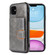 iPhone 12 mini PU + TPU + PC  Shockproof Back Cover Case with Card Slot & Holder  - Grey