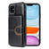 iPhone 12 mini PU + TPU + PC  Shockproof Back Cover Case with Card Slot & Holder  - Black