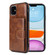 iPhone 12 mini PU + TPU + PC  Shockproof Back Cover Case with Card Slot & Holder  - Brown