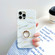 iPhone 12 mini Thickened TPU Glazed Marble Pattern Case with Metallic Ring Holder - White
