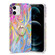 iPhone 12 mini Laser Glitter Watercolor Pattern Shockproof Protective Case with Ring Holder  - FD1