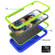 iPhone 12 mini Wave Pattern 3 in 1 Silicone+PC Shockproof Protective Case - Blue+Olivine