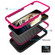 iPhone 12 mini Wave Pattern 3 in 1 Silicone+PC Shockproof Protective Case - Black+Hot Pink